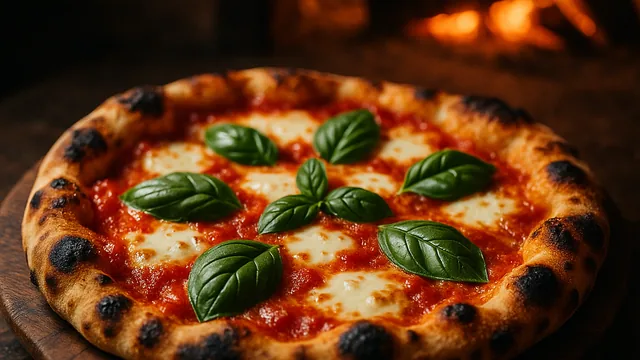 Generated article image: margherita pizza fresh from a wood-fired oven